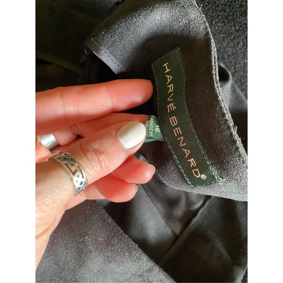 Harve Benard Faux-Suede Black Slit Pleated Maxi Skirt, Size 16 - Picture 8 of 10